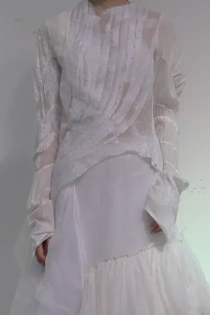 MARC LE BIHAN 26858 Pleated Asymmetrical Top